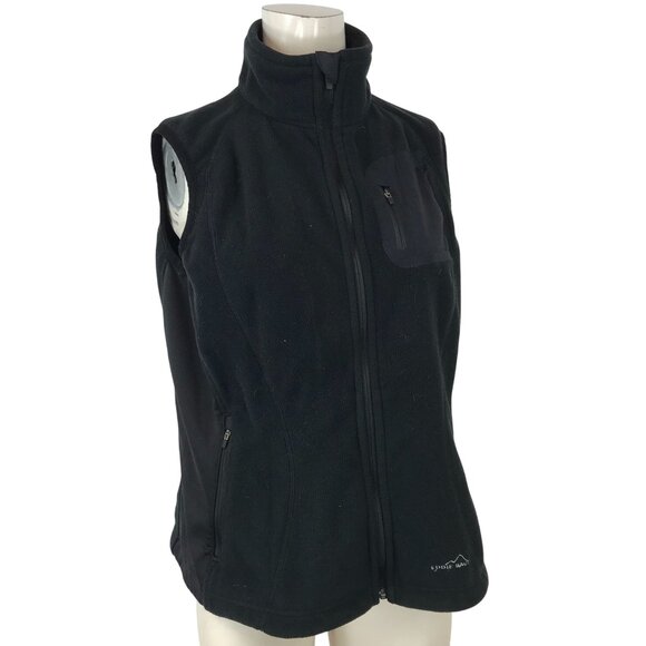 EDDIE BAUER ~ WOMENS LARGE ~ BLACK FLEECE WINDCUTTER 365 FULL ZIP VEST - Picture 1 of 6